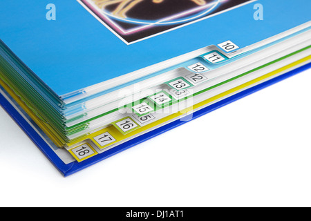 Macro of bookmarks in a catalog Stock Photo