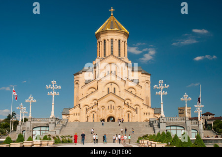 The modern Tsminda Sameba or Holy Trinity Cathedral in Tbilisi, Georgia Stock Photo