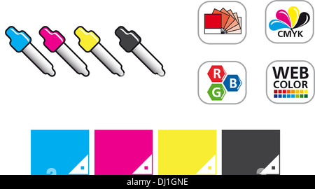 Color CMYK Icon Set Stock Photo