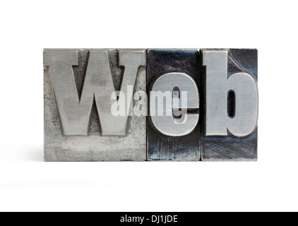 Isolated printers blocks letters forming the word web. Stock Photo
