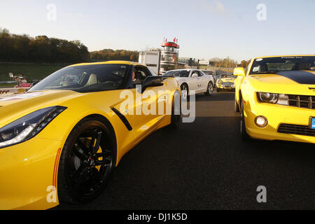Brands Hatch, Kent, UK. 19th Nov, 2013. The Beaujolais Run - supporting the Henry Surtees Foundation - sets off from Brands Hatch headed by the new Chevrolet which made its UK track debut SS 15.11.2013 Credit:  Theodore Liasi/ZUMAPRESS.com/Alamy Live News Stock Photo