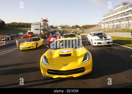 Brands Hatch, Kent, UK. 19th Nov, 2013. The Beaujolais Run - supporting the Henry Surtees Foundation - sets off from Brands Hatch headed by the new Chevrolet which made its UK track debut SS2 15.11.2013 Credit:  Theodore Liasi/ZUMAPRESS.com/Alamy Live News Stock Photo