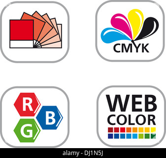 Color CMYK Icon Set Stock Photo