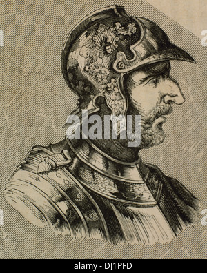 Walia or Valia. King of the Visigoths from 415-419. Engraving. Stock Photo