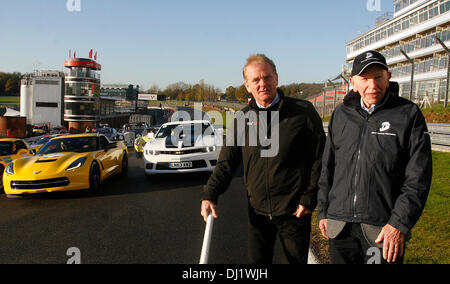 Brands Hatch, Kent, UK. 19th November 2013. The Beaujolais Run - supporting the Henry Surtees Foundation - sets off from Brands Hatch started by John Surtees (79) and Jonathan Palmer (57)  headed by the new Cherolet SS 15.11.2013 Credit:  theodore liasi/Alamy Live News Stock Photo