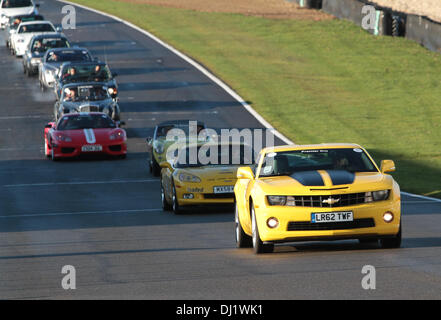 Brands Hatch, Kent, UK. 19th November 2013. The Beaujolais Run - supporting the Henry Surtees Foundation - sets off from Brands Hatch headed by the new Chevrolet which made its UK track debut SS2 15.11.2013 Credit:  theodore liasi/Alamy Live News Stock Photo
