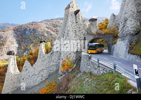 The earth pyramids of Euseigne, Valais, Switzerland Stock Photo