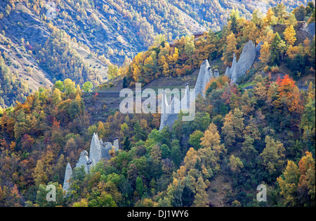 The earth pyramids of Euseigne, Valais, Switzerland Stock Photo