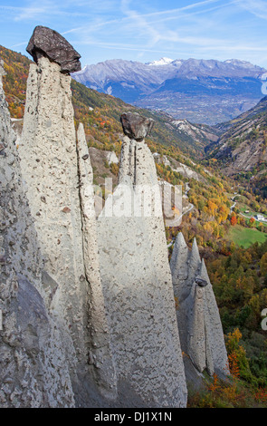 The earth pyramids of Euseigne, Valais, Switzerland Stock Photo