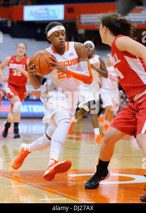 Syracuse, New York, USA. 18th Nov, 2013. November 18, 2013: Syracuse Orange guard Brittney Sykes #20 drives to the basket during the first half of an NCAA Women's Basketball game between the Cornell Big Red and the Syracuse Orange at the Carrier Dome in Syracuse, New York. Syracuse defeated Cornell 89-48. Rich Barnes/CSM/Alamy Live News Stock Photo