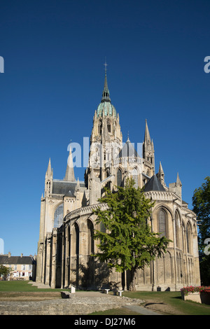 Bayeaux Cathedral, Normandy with a Blue Sky Stock Photo