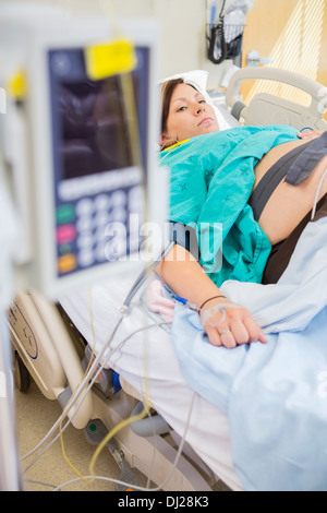 Pregnant Woman with Epidural Stock Photo