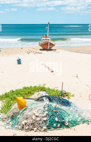 Punta del Diablo Beach, popular tourist place and Fisherman's place in the Uruguay Coast Stock Photo