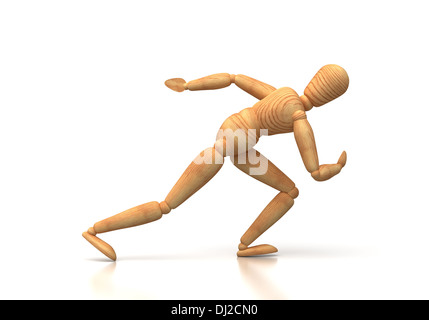 Mannequin Running on white background (Computer generated image) Stock Photo