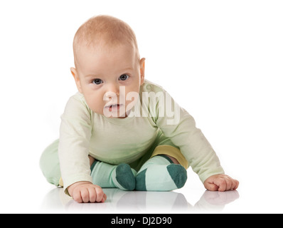 Cute baby boy over white background Stock Photo