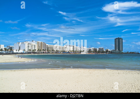 dh Beach ARRECIFE LANZAROTE Arrecife town skyline buildings beach Stock Photo