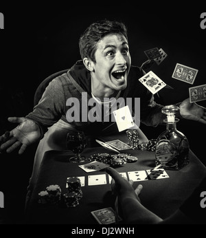 Poker player winning Stock Photo