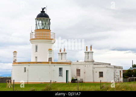 Lighthouse on the Moray Firth at Chanonry Point on the Black Isle in the Scottish Highlands Stock Photo