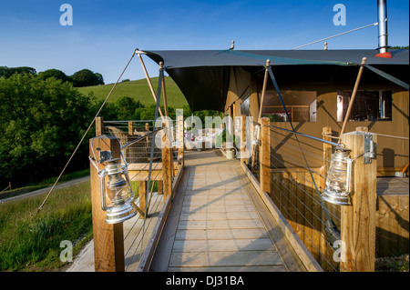 Longlands luxury glamping lodges,  Devon UK Stock Photo