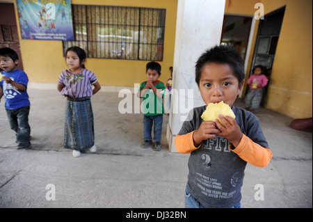 Guatemala indigenous children at preschool in Tierra Linda, Solola, Guatemala. Stock Photo