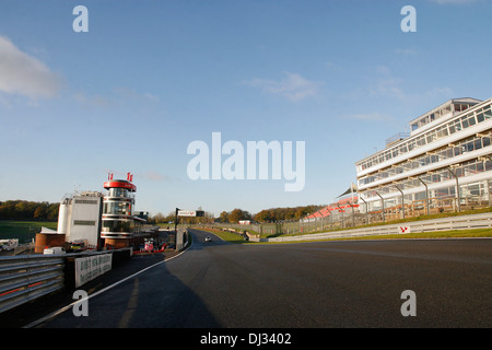 Empty grand stands at Brands Hatch racing circuit in Kent UK Stock Photo