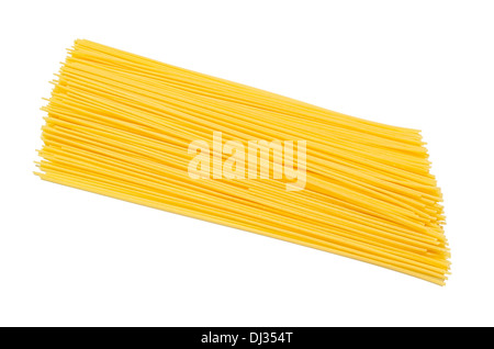 A Pile of Raw Traditional Spaghetti Isolated on White Stock Photo