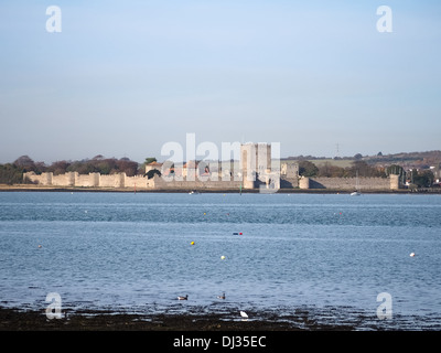 Portchester castle and Northern Portsmouth Harbour. Hampshire, England Stock Photo