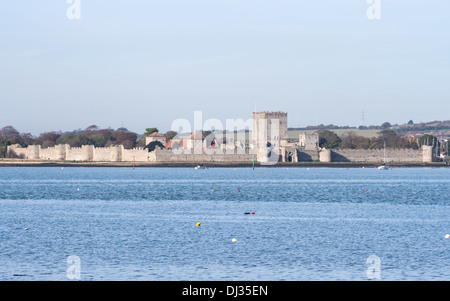 Portchester castle and Portsmouth Harbour. Hampshire, England Stock Photo