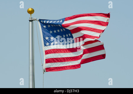 The flag of the United States of American at the beginning of the Civil War in 1861 had 33 stars. Stock Photo