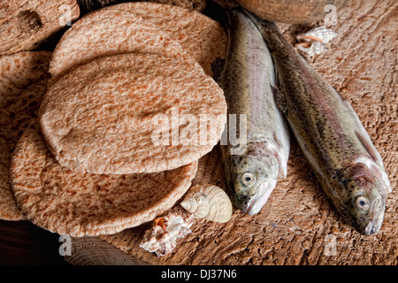 a loaf of bread and a box of fishes Shappy 8 Pcs Jesus Miracle Loaves Fish Decorations Include 2 Fake Fish and 5 Fake Artificial with Basket Sunday and Religious Learning Activities(Crucian Carp) : Toys & Games Loaves and Fish: Decoding the