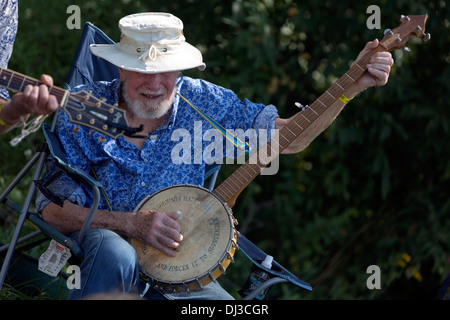 Pete Seeger at the Solar Expo Jam folk festival, Vernon, NJ, USA Stock Photo