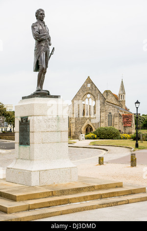 The Nelson Memorial with the Royal Garrison Church - Portsmouth. Stock Photo
