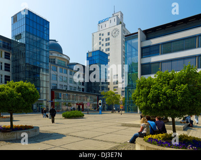 Ernst-Abbe-Platz with the University and Jenoptik building, Jena, Thuringia Stock Photo