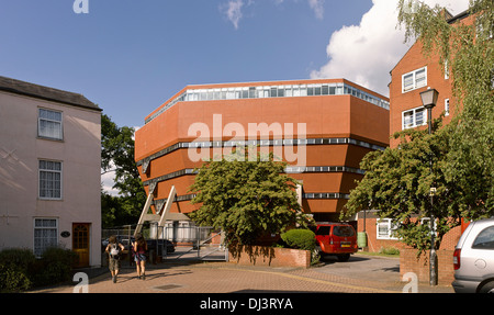 The Florey Building, Oxford, United Kingdom. Architect: Sir James Stirling, 1971. Rear elevation. Stock Photo