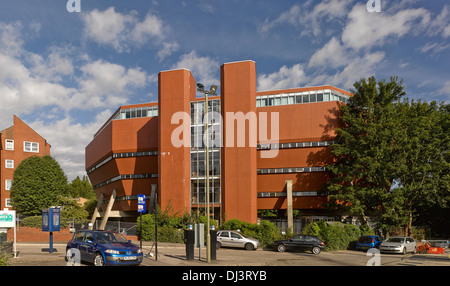 The Florey Building, Oxford, United Kingdom. Architect: Sir James Stirling, 1971. Rear elevation. Stock Photo