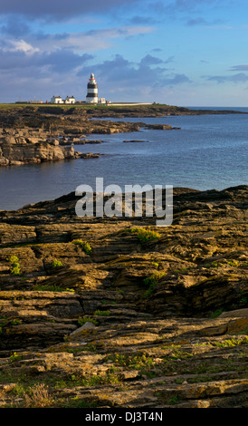 Rocks and bay at Hook Head lighthouse, County Wexford, Ireland Stock Photo