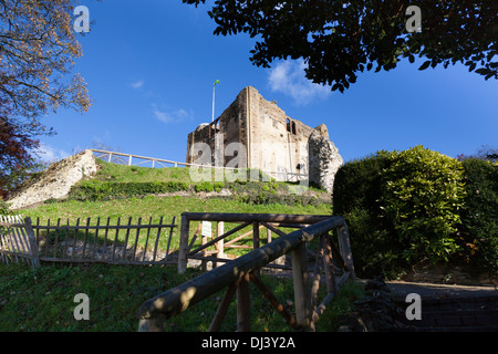 The remains of the keep of Guildford Castle (Norman origins), viewed from below. Stock Photo
