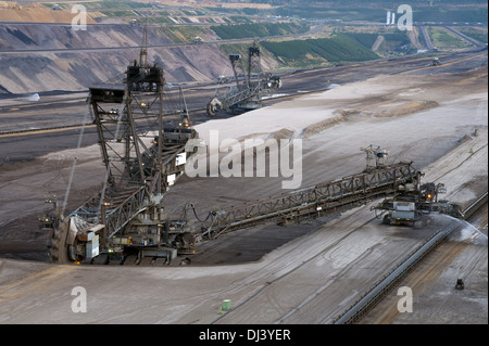 2 excavators in the mining Stock Photo