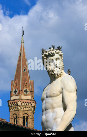 Statue of Neptune as part of the fountain on Piazza della Signoria in Florence, Italy. Stock Photo