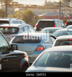 Traffic Jam in rush hour, cars on the road Stock Photo