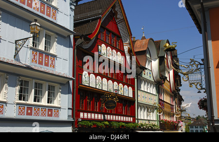 Shop facades in Appenzell, Switzerland Stock Photo