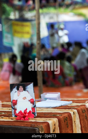 Photo of Sai Baba at Sri Sathya Sai Baba mobile outreach hospital.  Andhra Pradesh, India Stock Photo