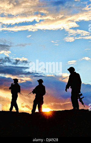 Australian soldiers with the 7th Battalion, The Royal Australian Regiment, assigned to the U.S. Army 2nd Cavalry Regiment Task Force, patrol at Multinational Base Tirin Kot, Uruzgan province, Afghanistan, Nov. 6, 2013. Stock Photo