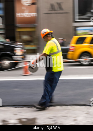 Roadwork Repair on Fifth Avenue, NYC Stock Photo