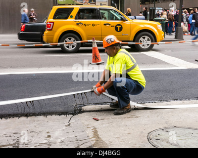 Roadwork Repair on Fifth Avenue, NYC Stock Photo