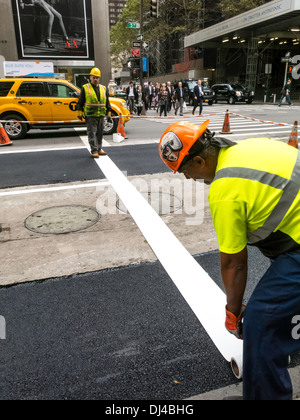 Roadwork Repair on Fifth Avenue, NYC Stock Photo