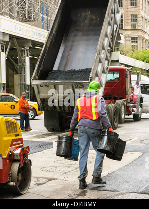 Roadwork Repair on Fifth Avenue, NYC Stock Photo