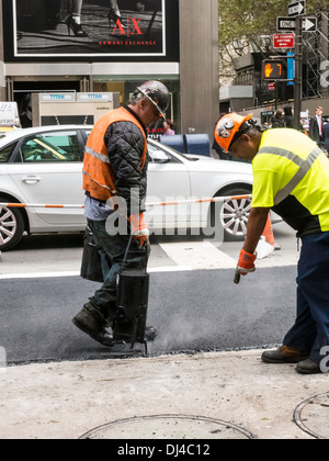 Roadwork Repair on Fifth Avenue, NYC Stock Photo