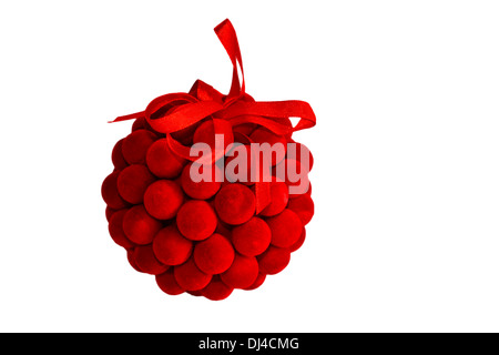 Decorative Christmas object in crimson bright red isolated on white Stock Photo