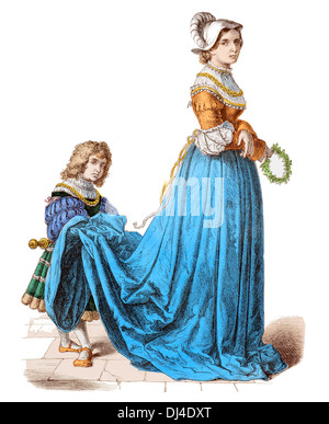France Noble Lady and page boy 16th Century Stock Photo